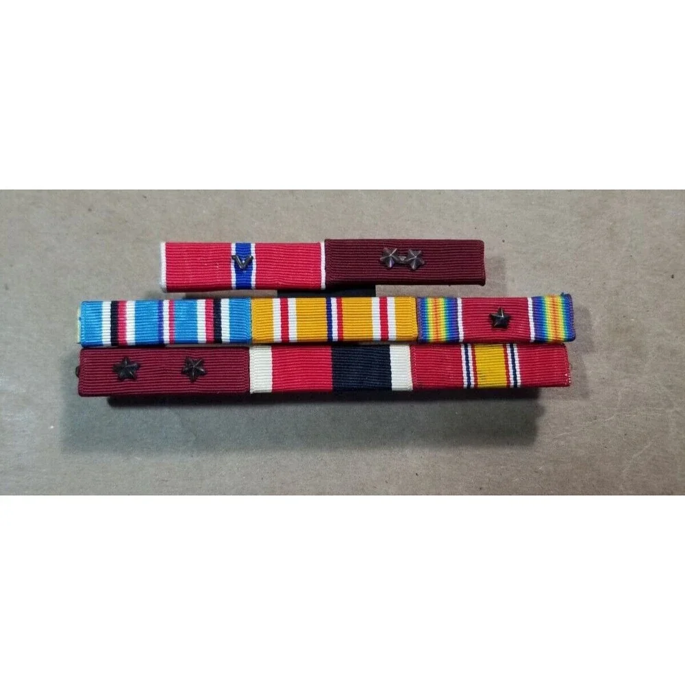 Military Ribbon Bars Lapel Pins 8 Ribbons Metal Stars Multicolor Academia